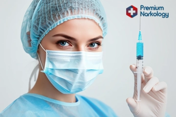 Врач держит в руках шприц и пузырек с медикаментом